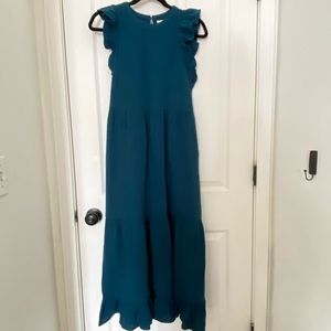 Teal Ruffled Maxi Dress